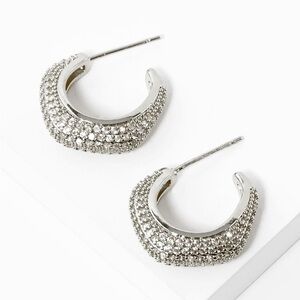 18K White Gold Plated Hoop Earrings